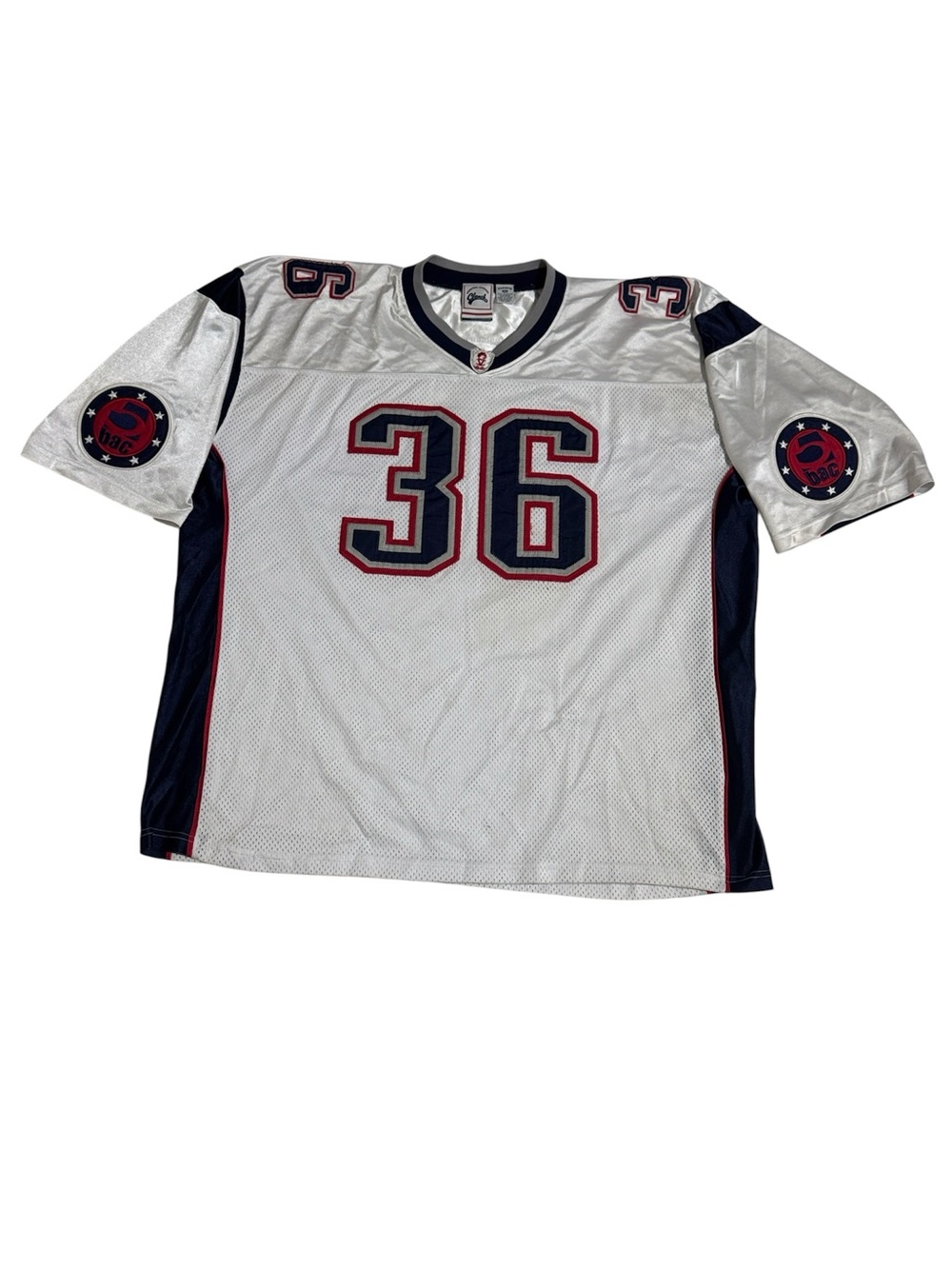New England Football Jersey Clench #36 Embroidered Large Red White Blue 3XL